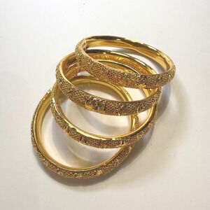 Imperial Kangan Gold Tone Textured Bangle Bracelet Set of 4 Traditional No 22